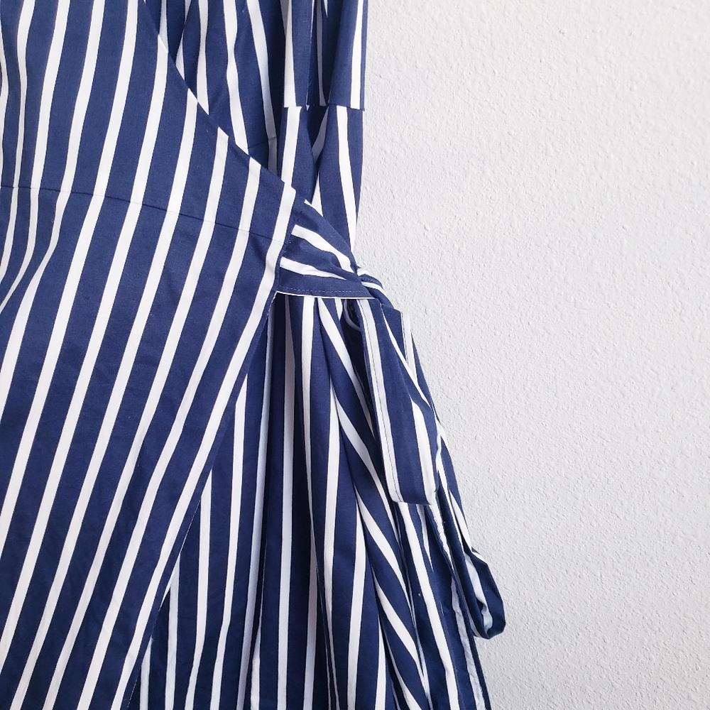 Draper James Miranda Navy Stripe Wrap Mini Dress - Picture 5 of 9